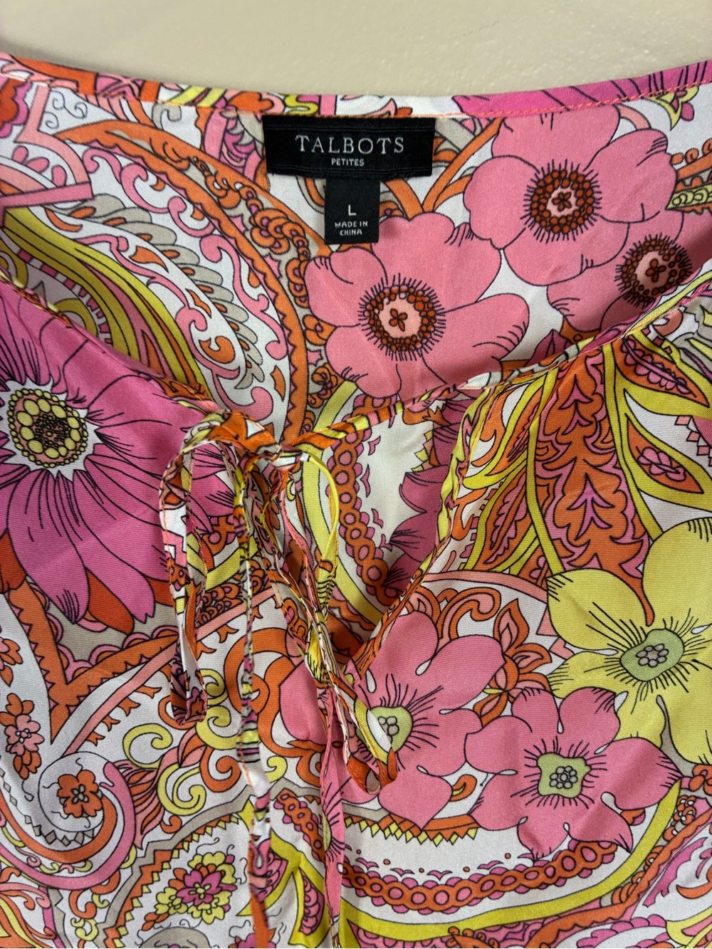 Talbots 100% Silk Paisley Floral Tunic Blouse - Picture 6 of 12